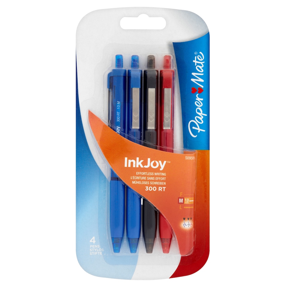 Paper Mate InkJoy 300 Ballpoint Pens Assorted 4 Pack