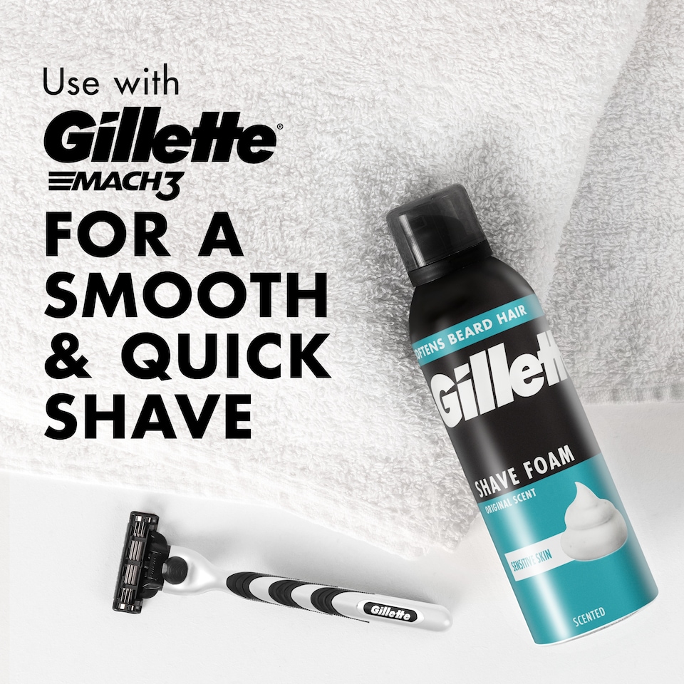 image 1 of Gillette Original Scent Sensitive Shave Foam 400ml