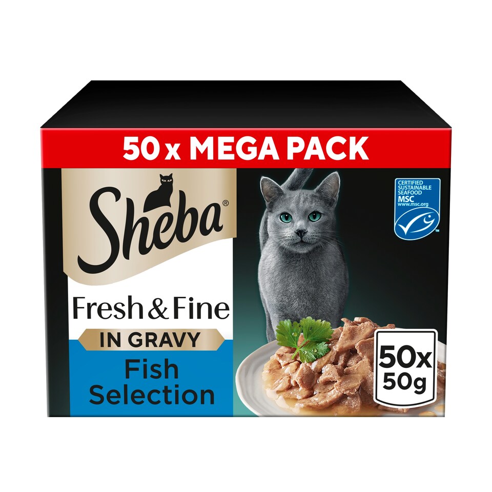 image 1 of SHEBA Fresh & Fine Cat Pouches Fish collection in Gravy 50x50g