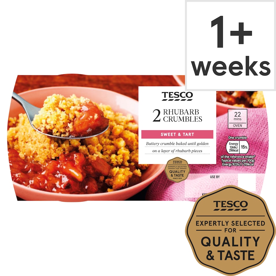 Tesco Rhubarb Crumbles 2 Pack, 270 G