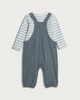 image 2 of F&F Baby 2-Piece Stripe Print Bodysuit and Dungarees Set in Grey