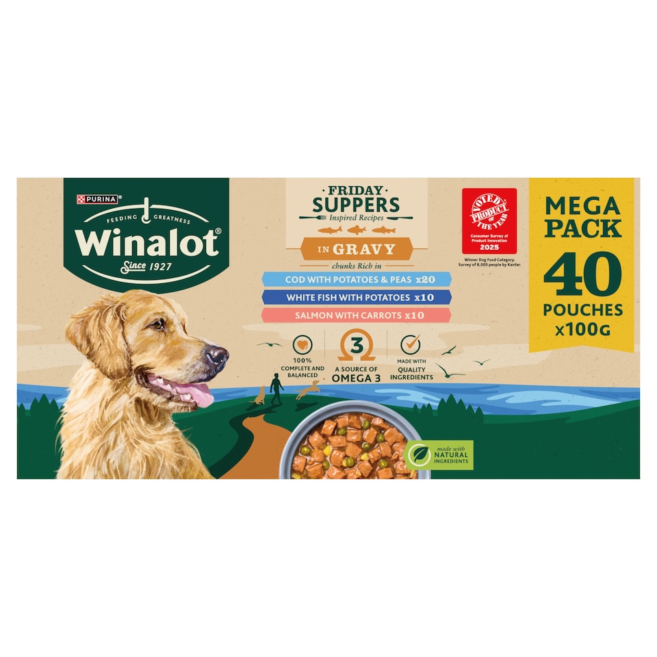 image 1 of WINALOT Friday Suppers Wet Dog Food in Gravy 40x100g