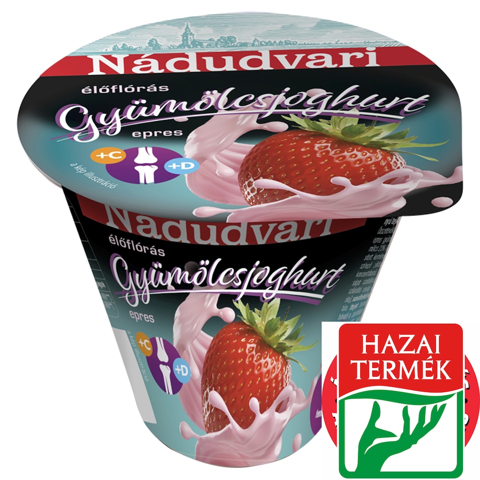 Nádudvari élőflórás, epres, zsírszegény gyümölcsjoghurt 125 g