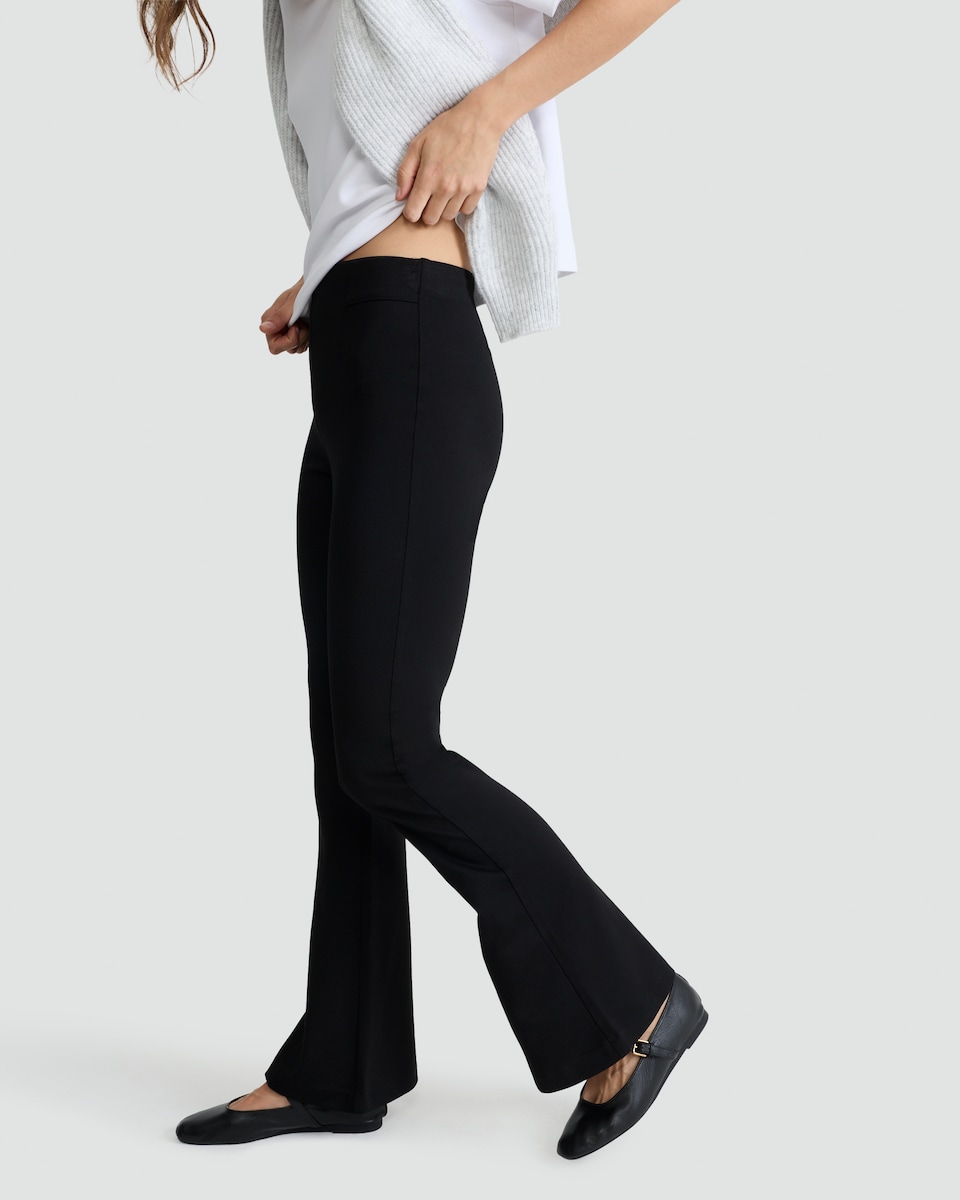 image 1 of The F&F Edit Pull On Flared Trousers in Black