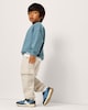 image 2 of F&F Boys Cotton Blend Cargo Joggers in Stone