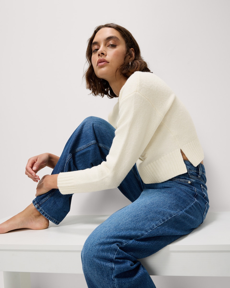 image 1 of F&F Bow Knitted Jumper in Cream
