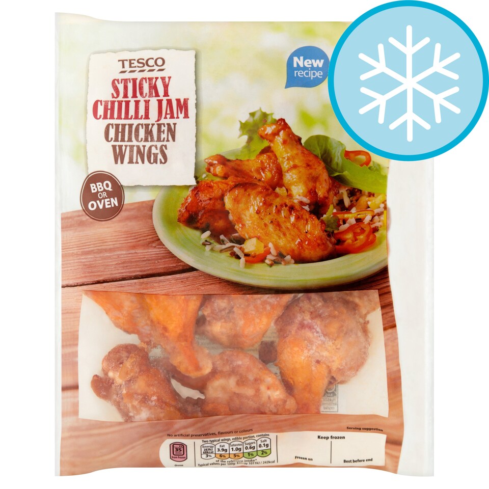 TESCO BBQ CKN STICKY CHILLI JAM WINGS 600G