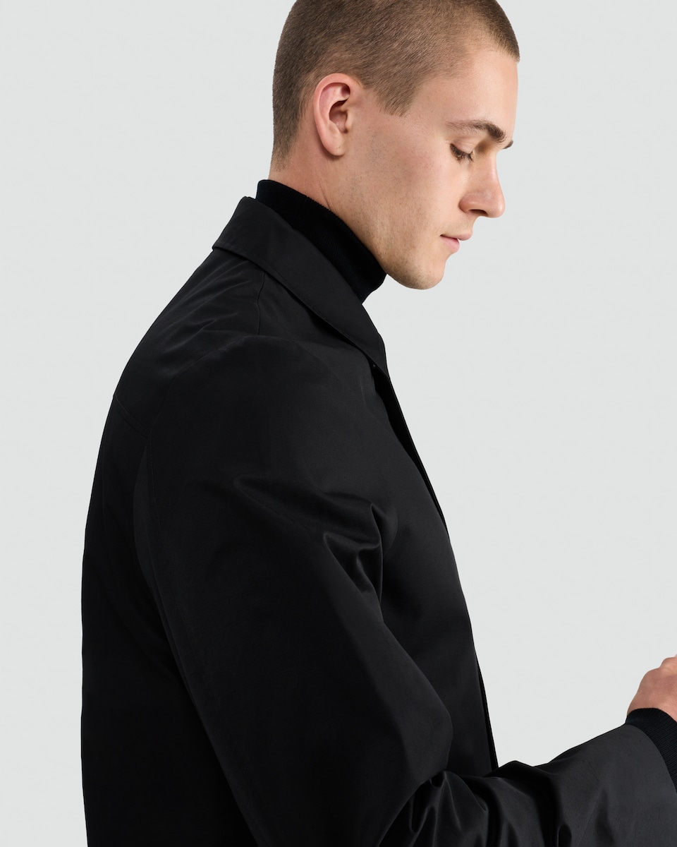 image 1 of F&F Single Breasted Shower Resistant Overcoat in Black