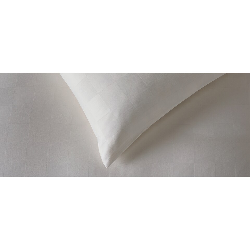 image 1 of F&F Home Hotel White Sateen Checkerboard Duvet Cover Set Double