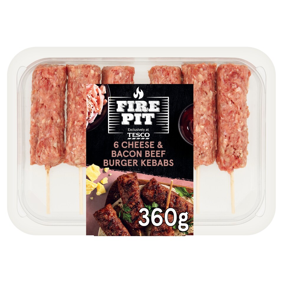 Tesco Firepit Cheese & Bacon Burger Kofta Kebab 360g