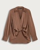 image 5 of F&F Satin Twist Front Long Sleeved Blouse in Mink