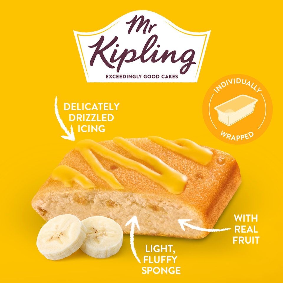 image 1 of Mr Kipling Banana Lunchbox Cake Slices 4 pack
