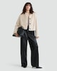 image 2 of F&F Faux Fur Cropped Buttoned Jacket in Neutral