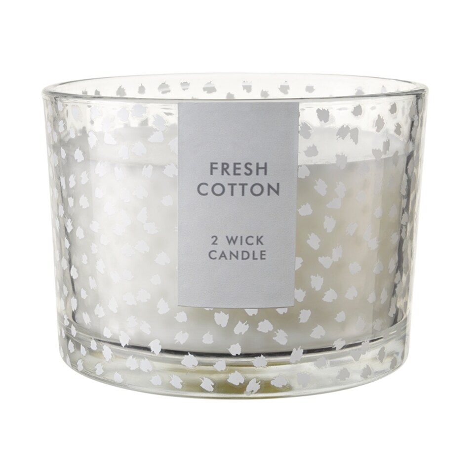 Tesco Scented 2 Wick Candle Fresh Cotton
