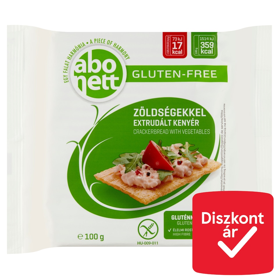 Abonett gluténmentes extrudált kenyér zöldségekkel 100 g  1. kép