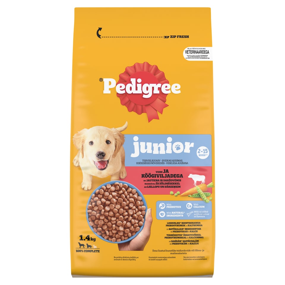 Pedigree Junior teljes értékű szárazeledel kölyökkutyák számára marhával és zöldségekkel 1,4 kg