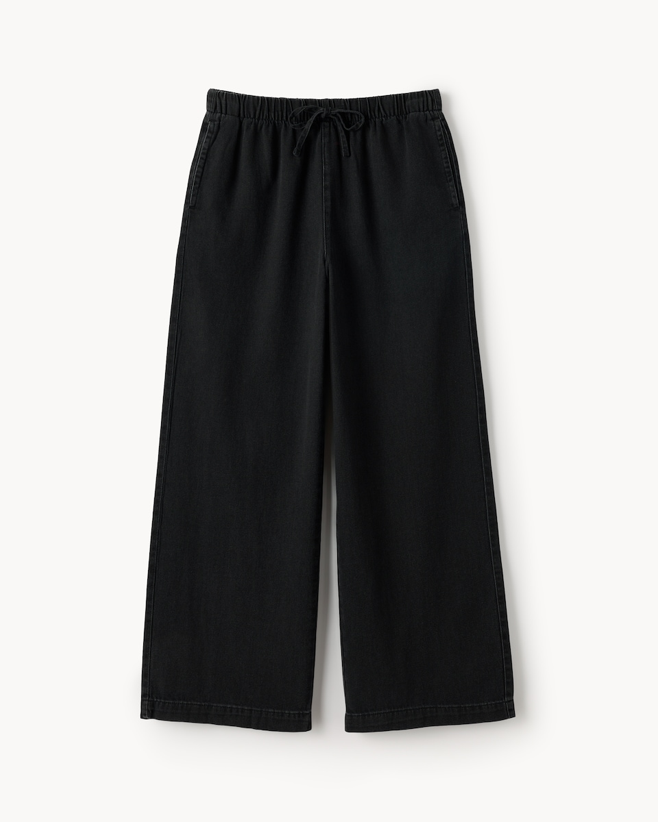 image 1 of F&F Drawstring Wide Leg Trousers in Black