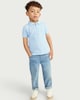 image 2 of F&F Boys Popcorn Textured Zip Neck Polo Shirt in Blue