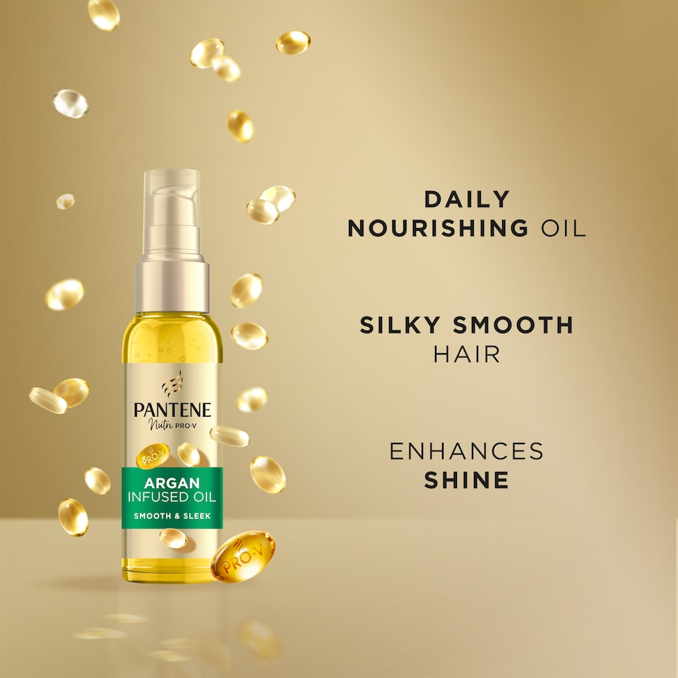 image 1 of Pantene Smooth & Sleek Argan Hair Oil 100Ml