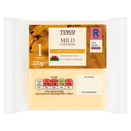 Tesco Welsh Mild Chedder Cheese 220G Tesco Groceries