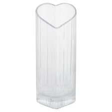 F&F Home Valentines Heart Shaped Ribbed Glass Vase