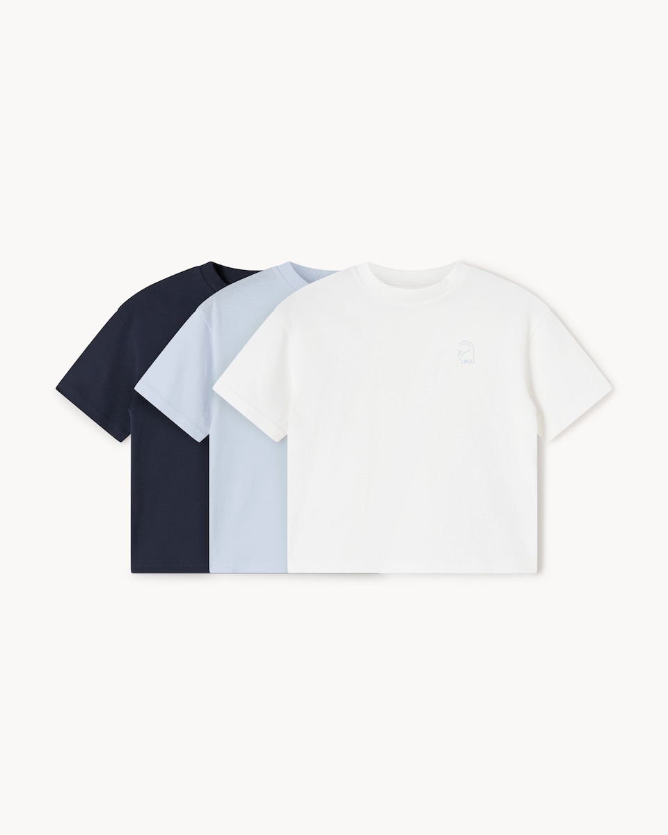 image 1 of F&F Boys 3-Pack Pure Cotton Dinosaur T-Shirts in Blue