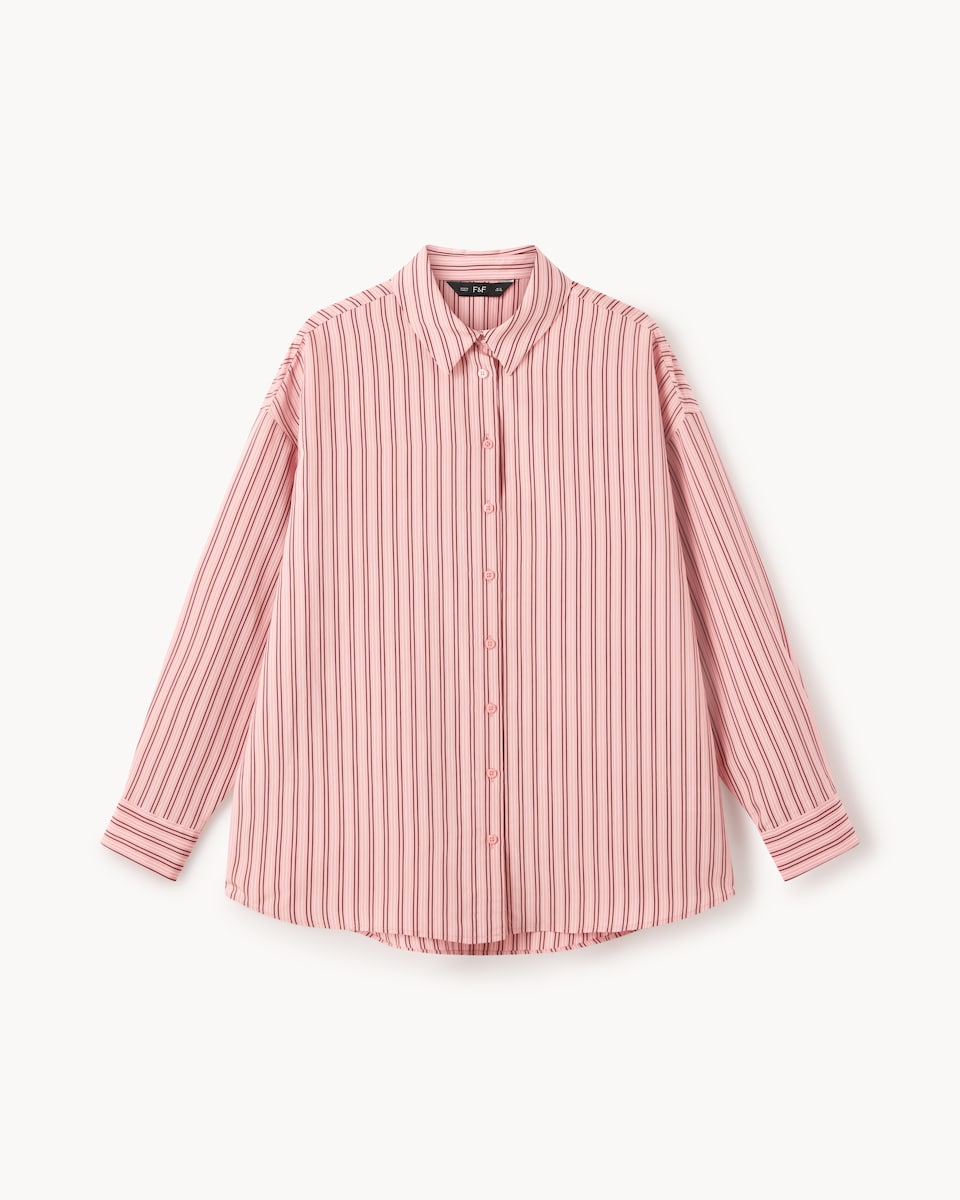 image 1 of F&F Striped Long Sleeved Shirt in Pink