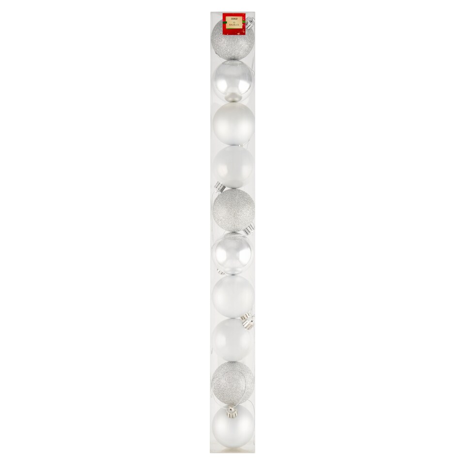 Tesco Vánoční koule stříbrné 60 mm 10 ks