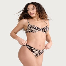 F&F Leopard Print High Leg Bikini Bottoms in Multi Brown