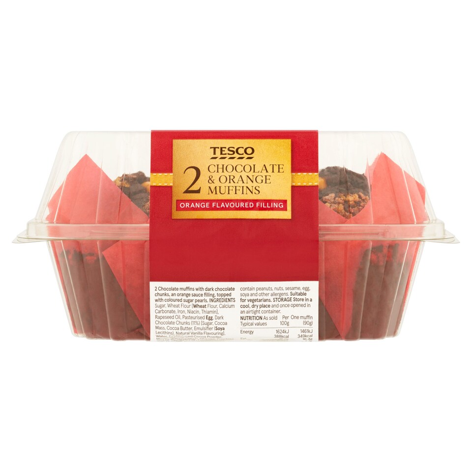 Tesco Chocolate & Orange Filled Muffins 2 Pack