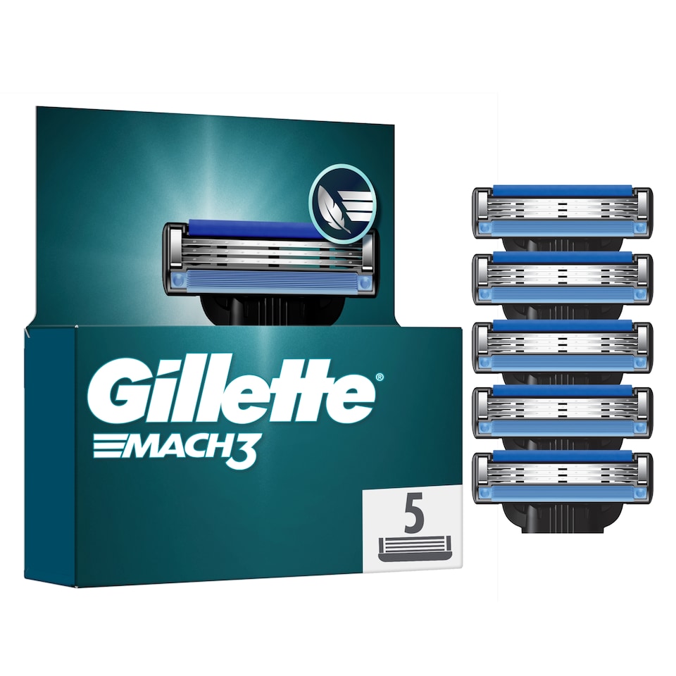 image 1 of Gillette Mach3 Razor Cart Refills for Men, 5 Gillette 3-Blade Refills