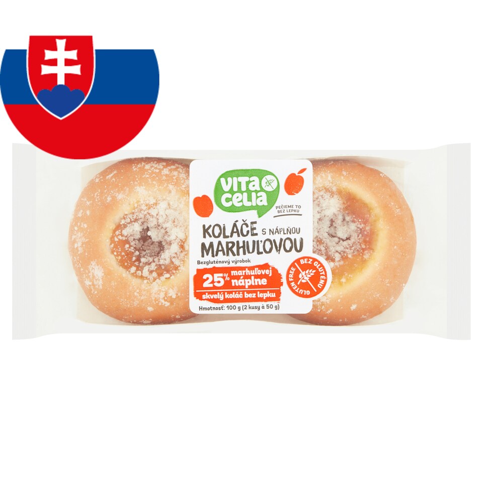 Vitacelia Koláče bezgluténové s náplňou marhuľovou 2 x 50 g (100 g)
