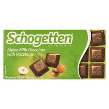 Schogetten Milk Chocolate from Alpine Milk with Roasted Hazelnut Pieces 100g