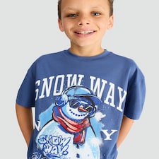 F&F Boys Pure Cotton Festive Print T-Shirt in Blue