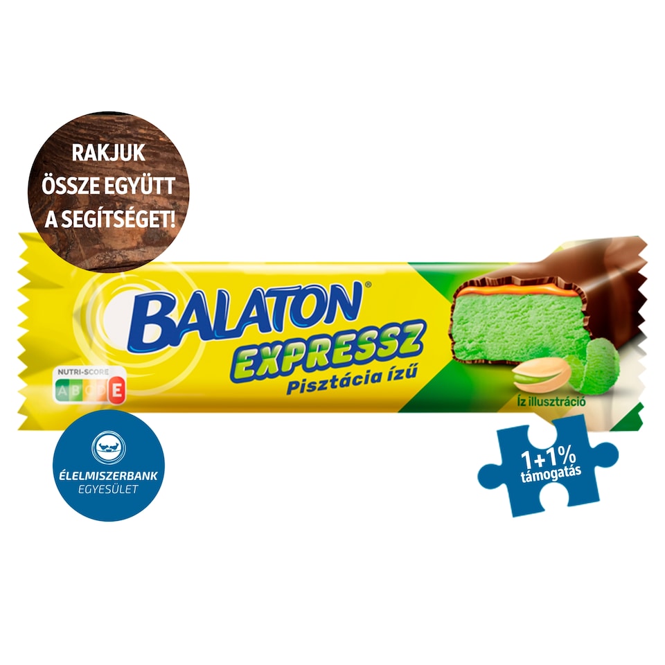 Balaton Expressz étcsokoládéval mártott pisztácia ízű szelet karamellel 35 g