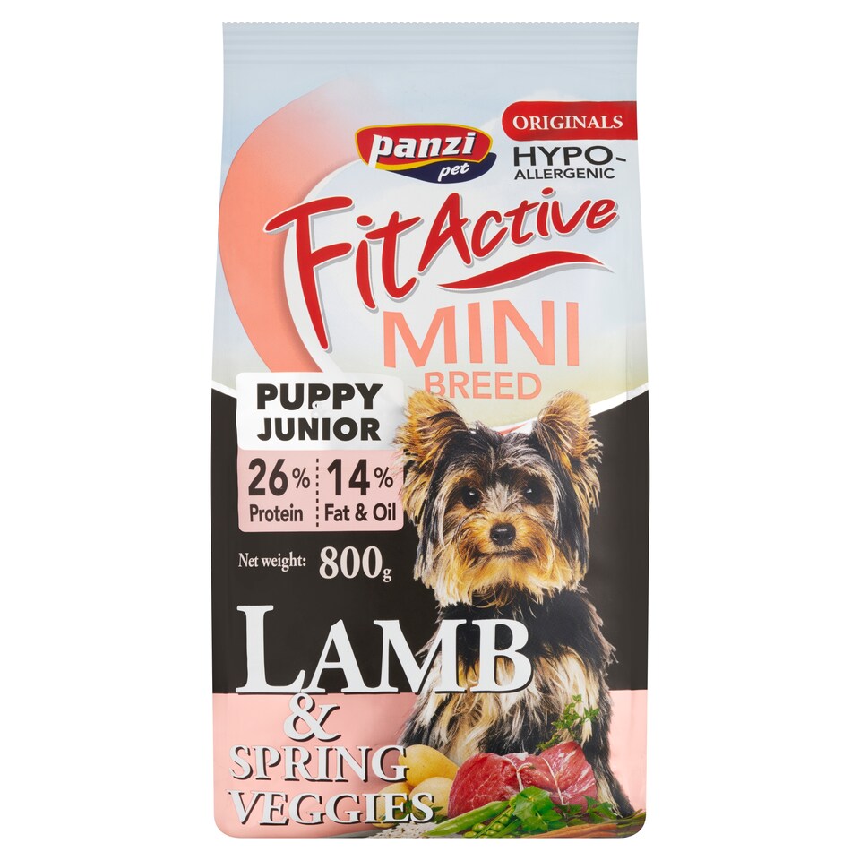 Panzi Pet Fit Active Puppy & Junior Hypoallergenic Lamb Complete Dry Food for Dogs 800 g