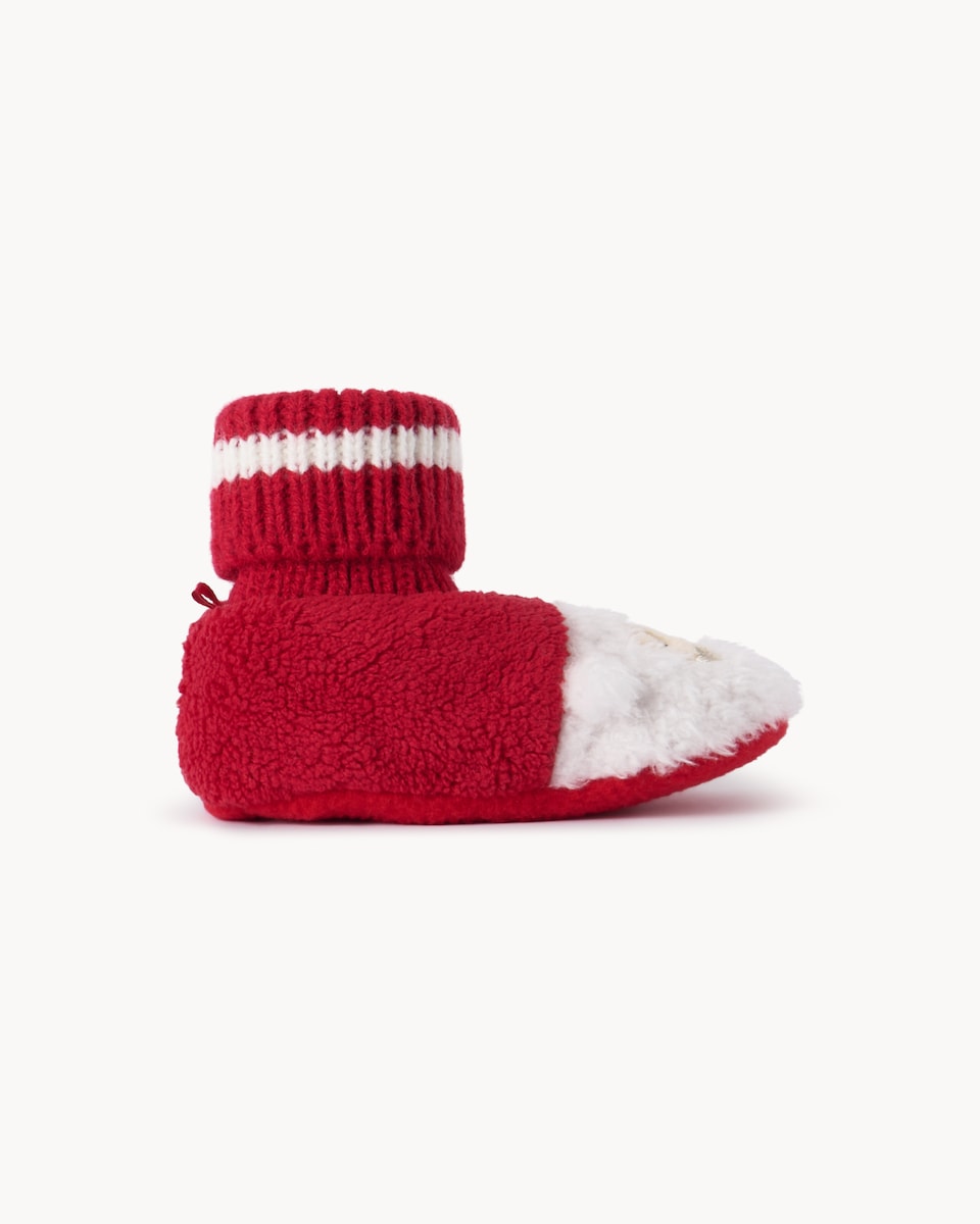 image 1 of Christmas Baby Santa Booties in Red