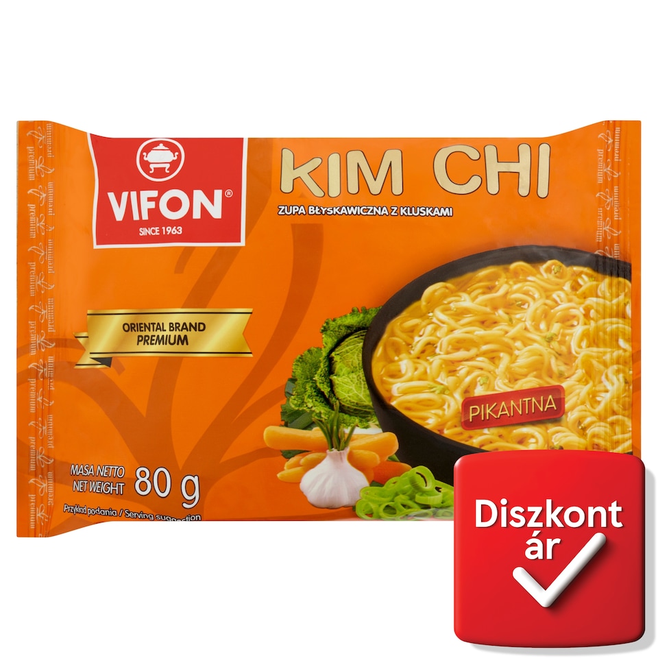 Vifon Kim Chi hagyományos koreai csípős instant tésztás leves 80 g  1. kép