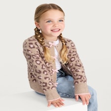 F&F Girls Leopard Print Bow Cardigan in Brown