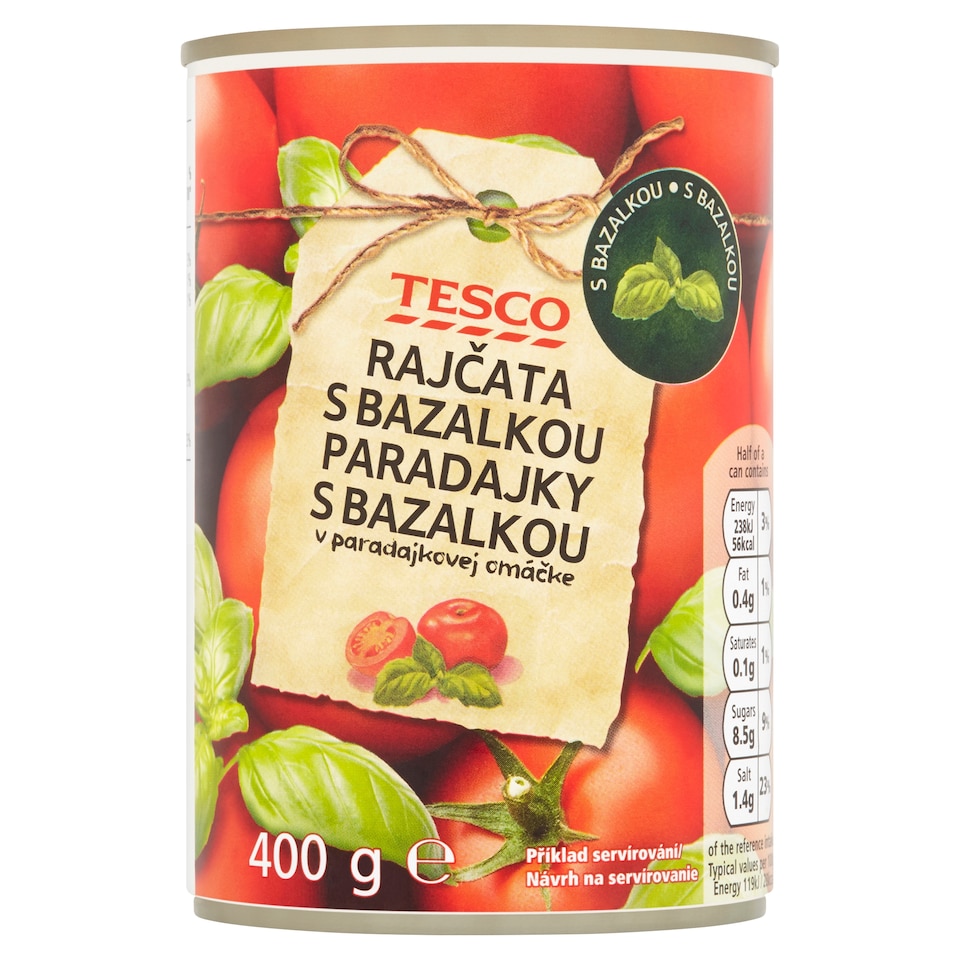Tesco Paradajky s cesnakom v paradajkovej omáčke 400 g
