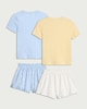 image 2 of F&F Girls 2-Pack Pure Cotton Frill Pocket Pyjama Sets in Blue