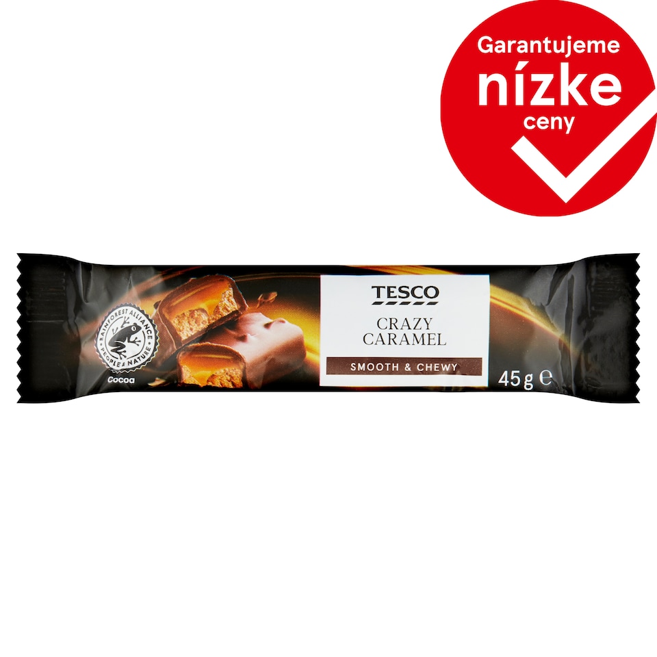 Tesco Tyčinka s nugátom a karamelom v mliečnej čokoláde 45 g