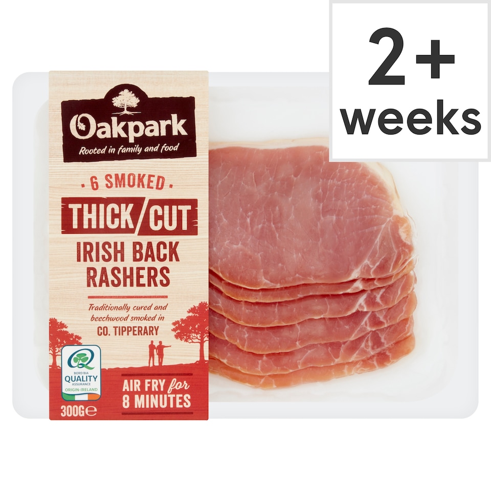 Oakpark 6 Smoked Thick Cut Irish Back Rashers 300g