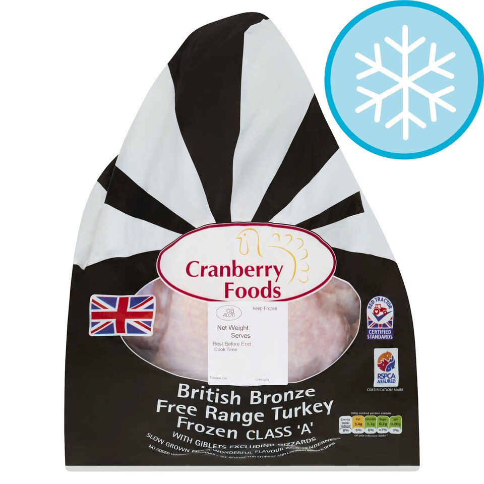 Cranberry Foods British Bronze Free Range Turkey 3.24.8Kg Tesco