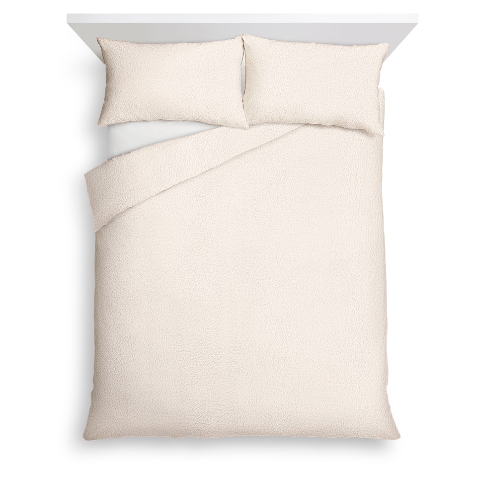 F&F Home Ivory Teddy Fleece Duvet Set Double