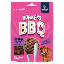 Bonkers Dog Treats Dry BBQ Burger Patties 85 G