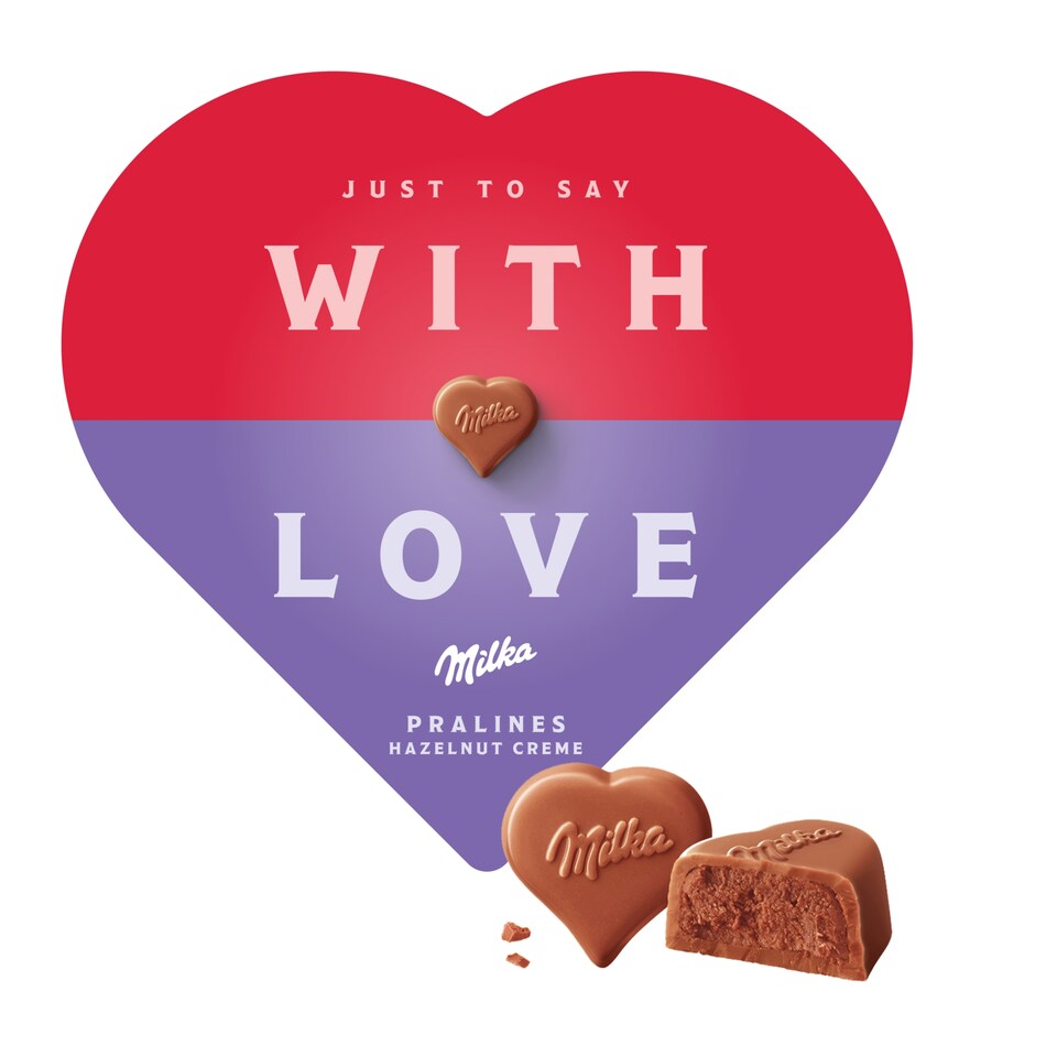 Milka I Love Milka Box of Chocolates, Hazelnut Filling 165 g