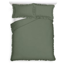 F&F Home Bedding Dark Green Frill Duvet Set King