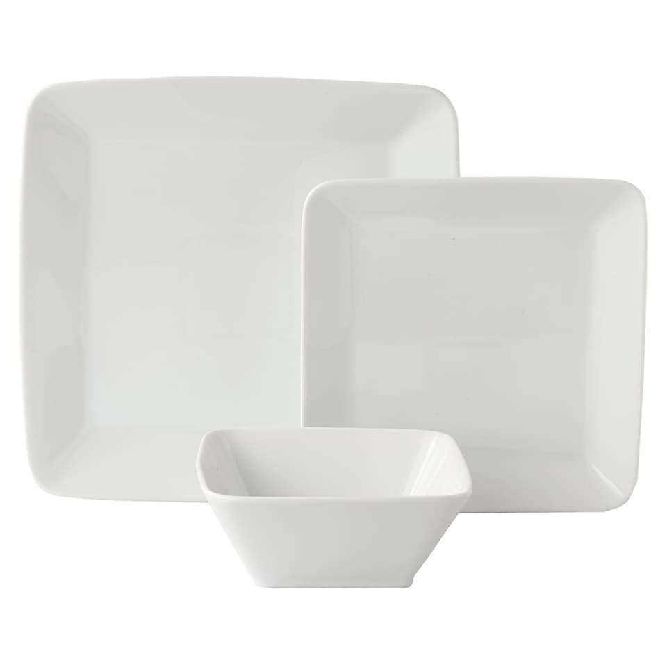 F&F Home Pearce White Square 12 piece dinner set