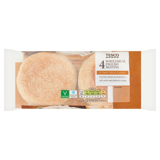 Tesco Wholemeal English Muffins 4 Pack Tesco Groceries